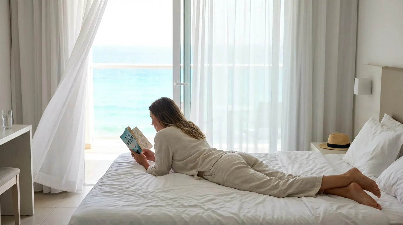 Frau entspannt auf CUMO Hotelmatratze